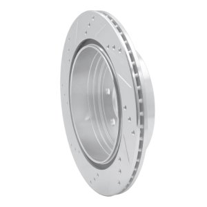 Nissan Pathfinder Brake Rotor (1) - Rear Right - R1 Concepts - Drilled & Slotted - Silver - `05-`12